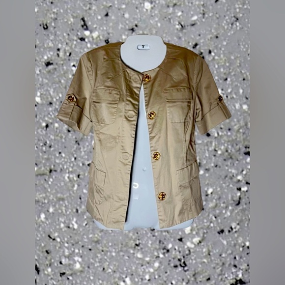 Michael Kors Tan Khaki / Cargo Style Snap Up
Short Sleeve Jacket Shirt - Picture 4 of 5